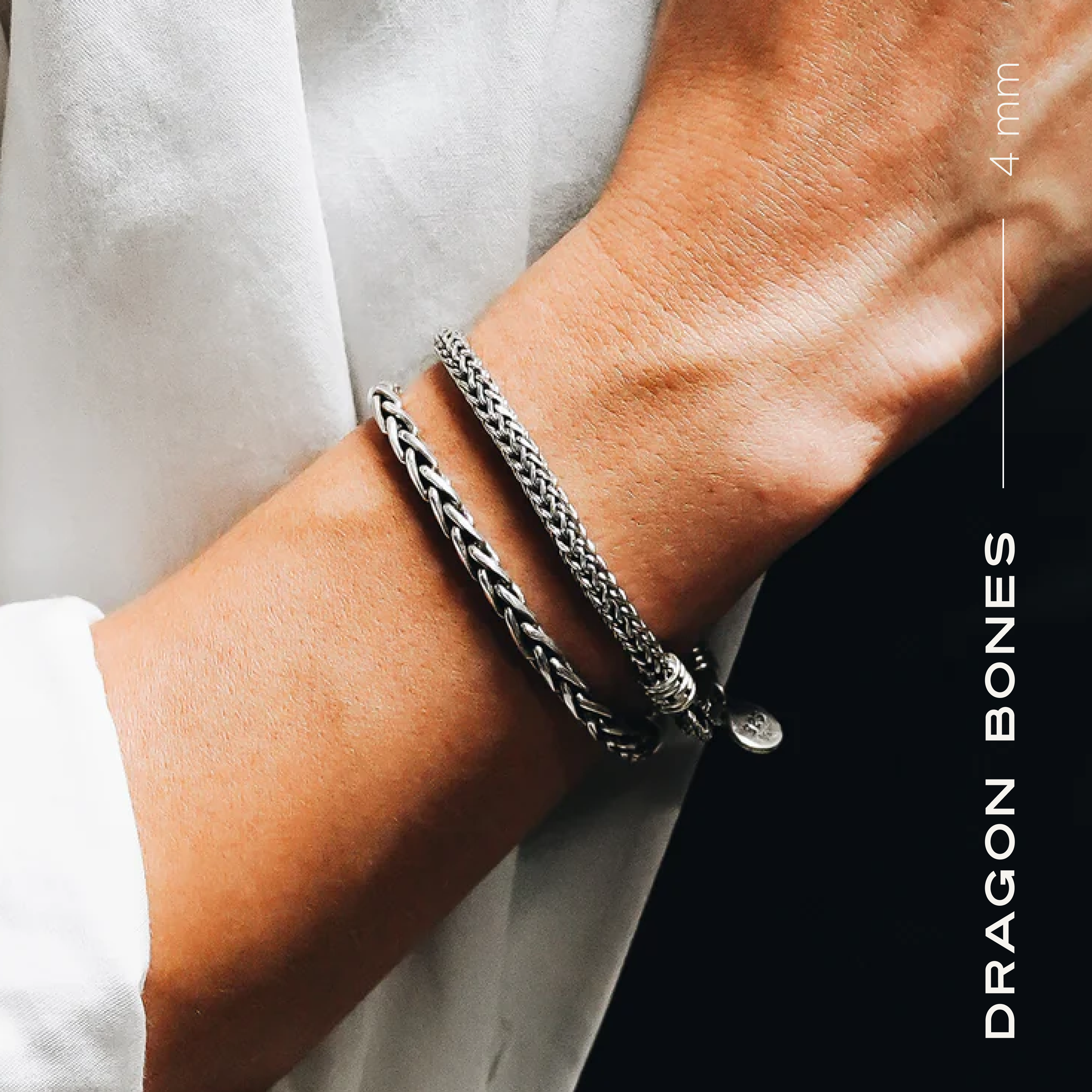 Dragon Bones Vintage Weave Sterling Silver Bracelet 4mm. 6.5 in - Ryan Christian