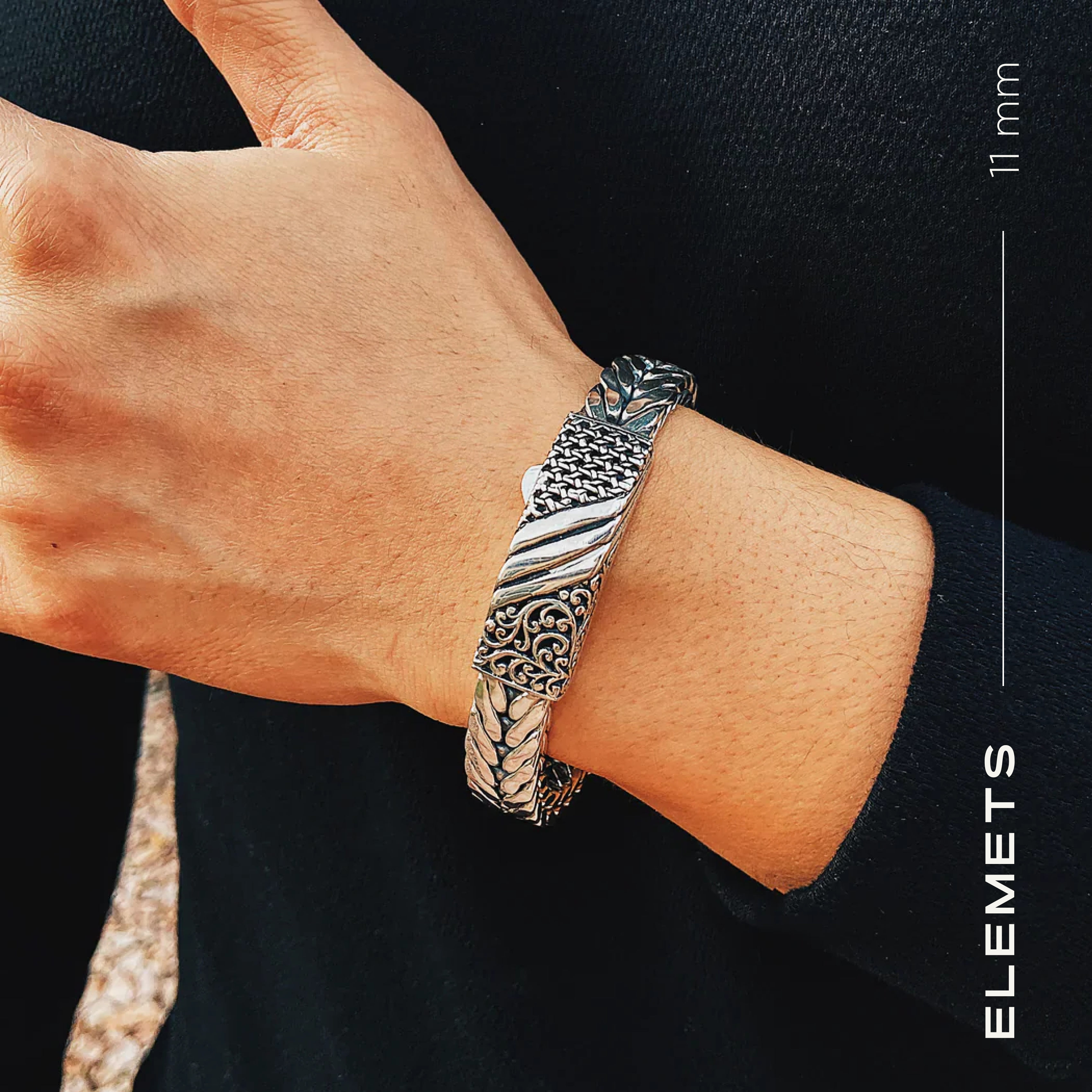 Elements Modern Weave Sterling Silver Bracelet 9mm. 7.5in - Ryan Christian
