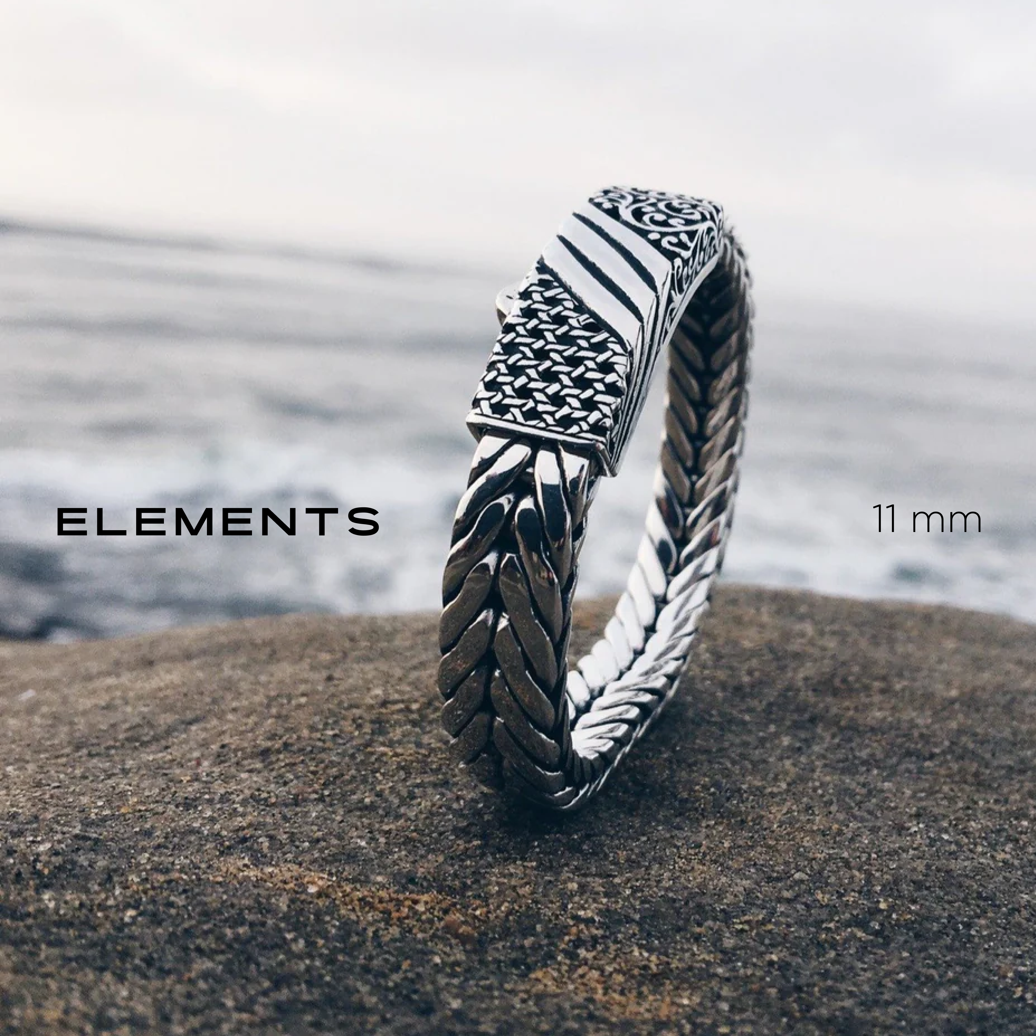 Elements Modern Weave Sterling Silver Bracelet 9mm. 8in - Ryan Christian