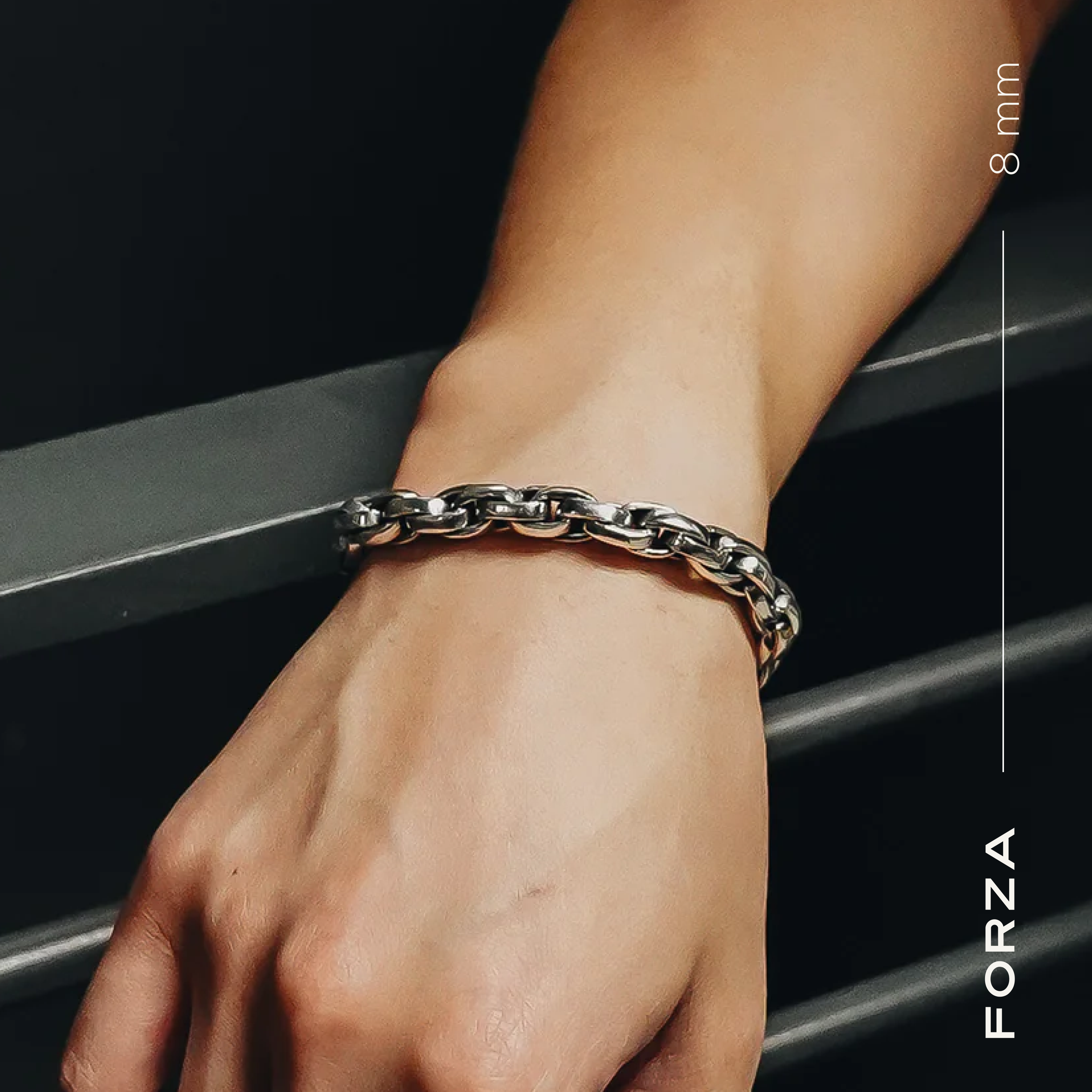 Forza  Link Sterling Silver Bracelet 8mm.- Ryan Christian
