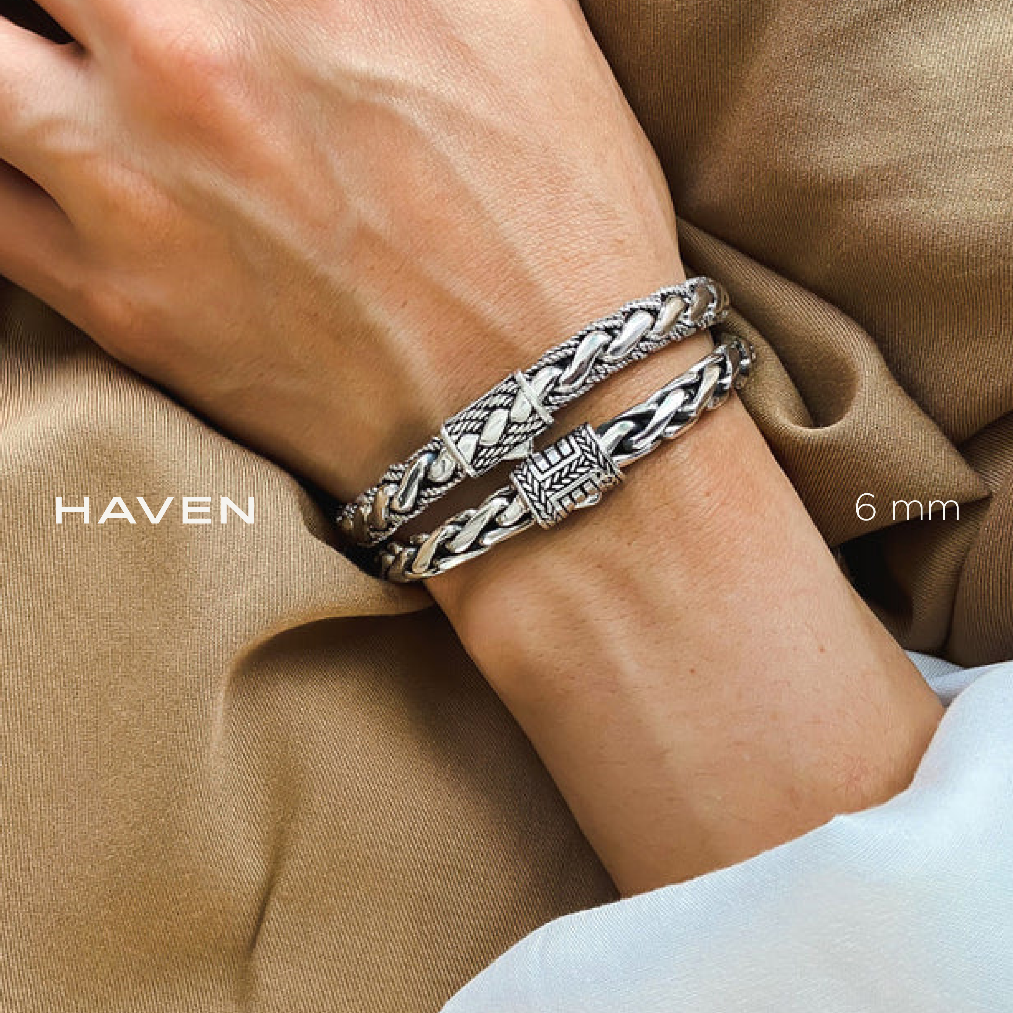 Haven Wheat Weave Sterling Silver Bracelet 6mm. 7.5in - Ryan Christian