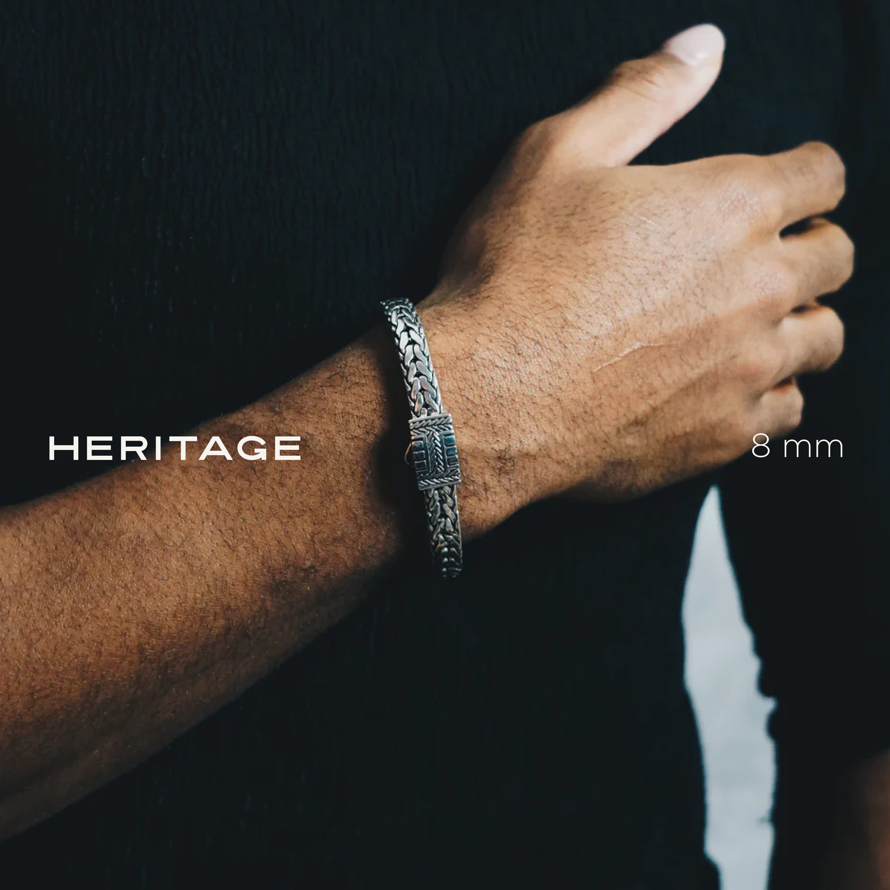 Heritage Sterling Silver Bracelet 8mm.  7.5in- Ryan Christian