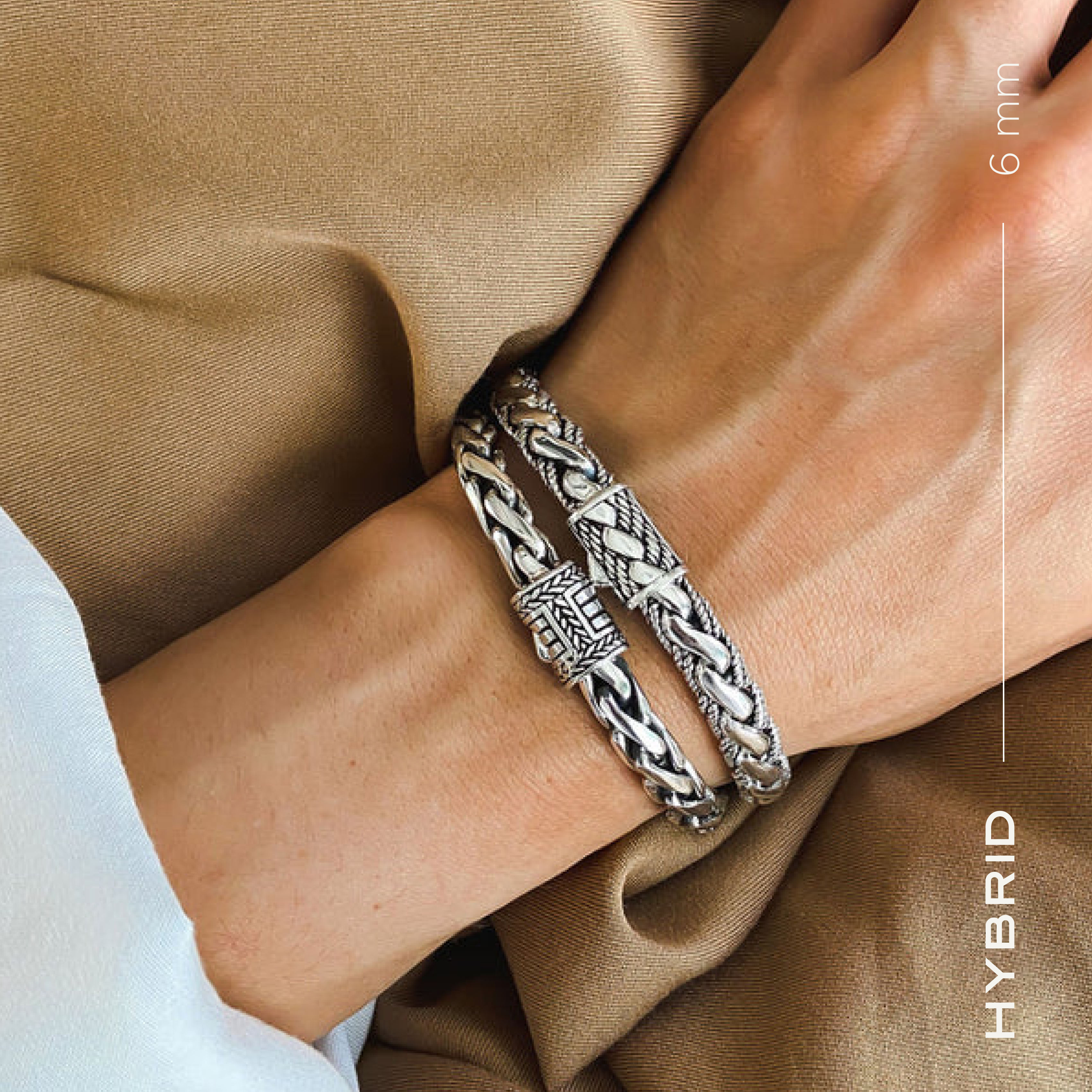 Hybrid Sterling Silver Bracelet 6mm. 7in- Ryan Christian