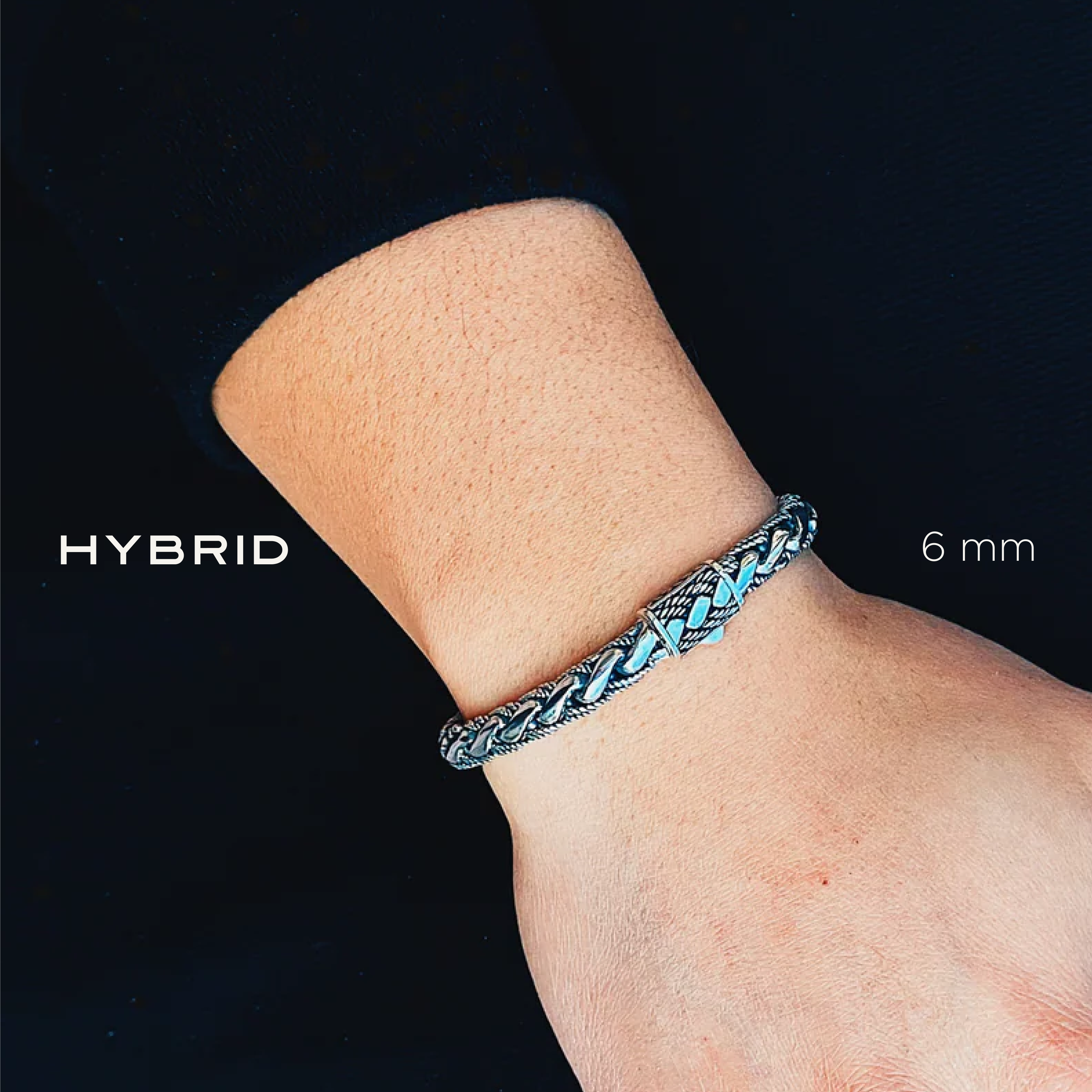 Hybrid Sterling Silver Bracelet 6mm. 7.5in- Ryan Christian