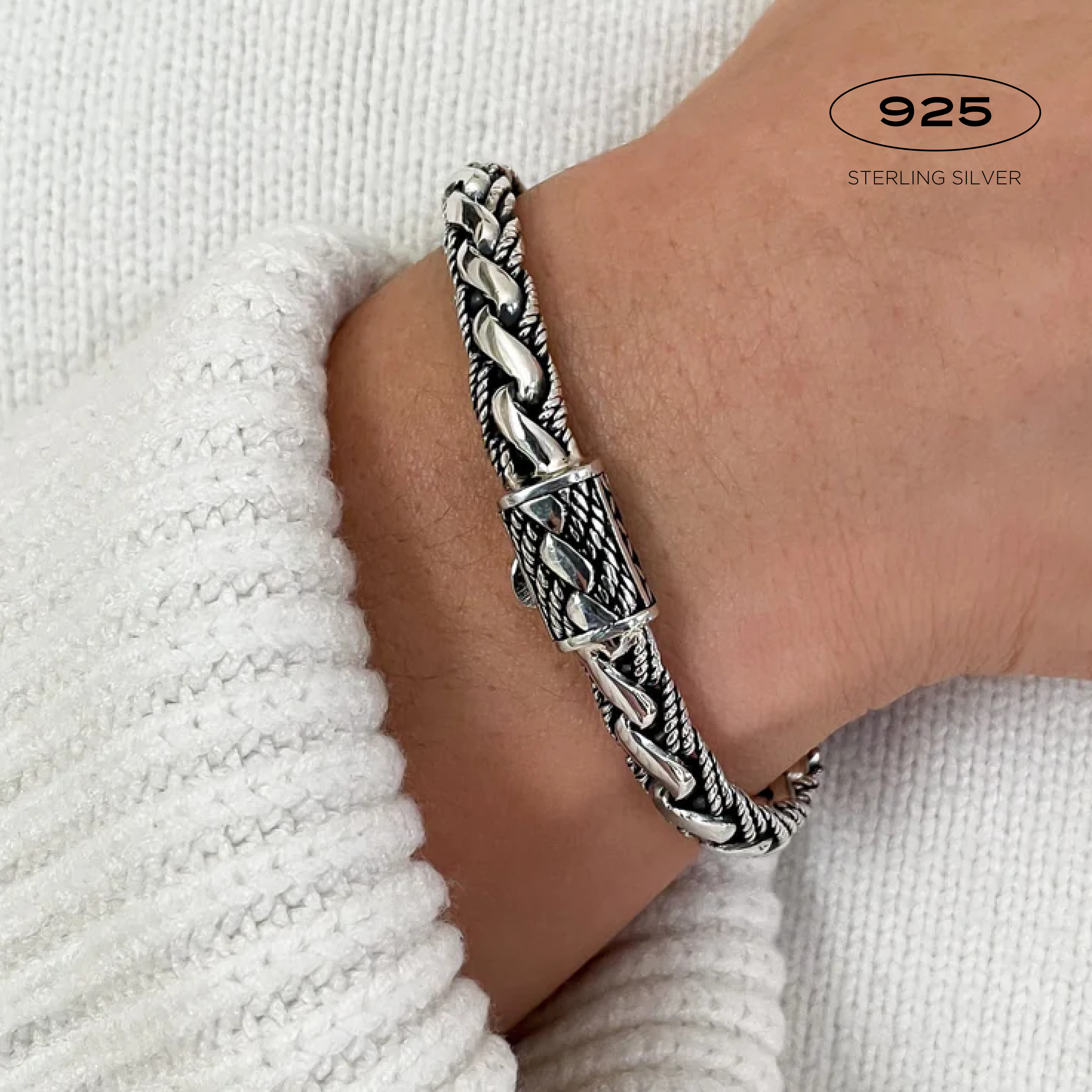 Hybrid Sterling Silver Bracelet 6mm. 6.5in- Ryan Christian