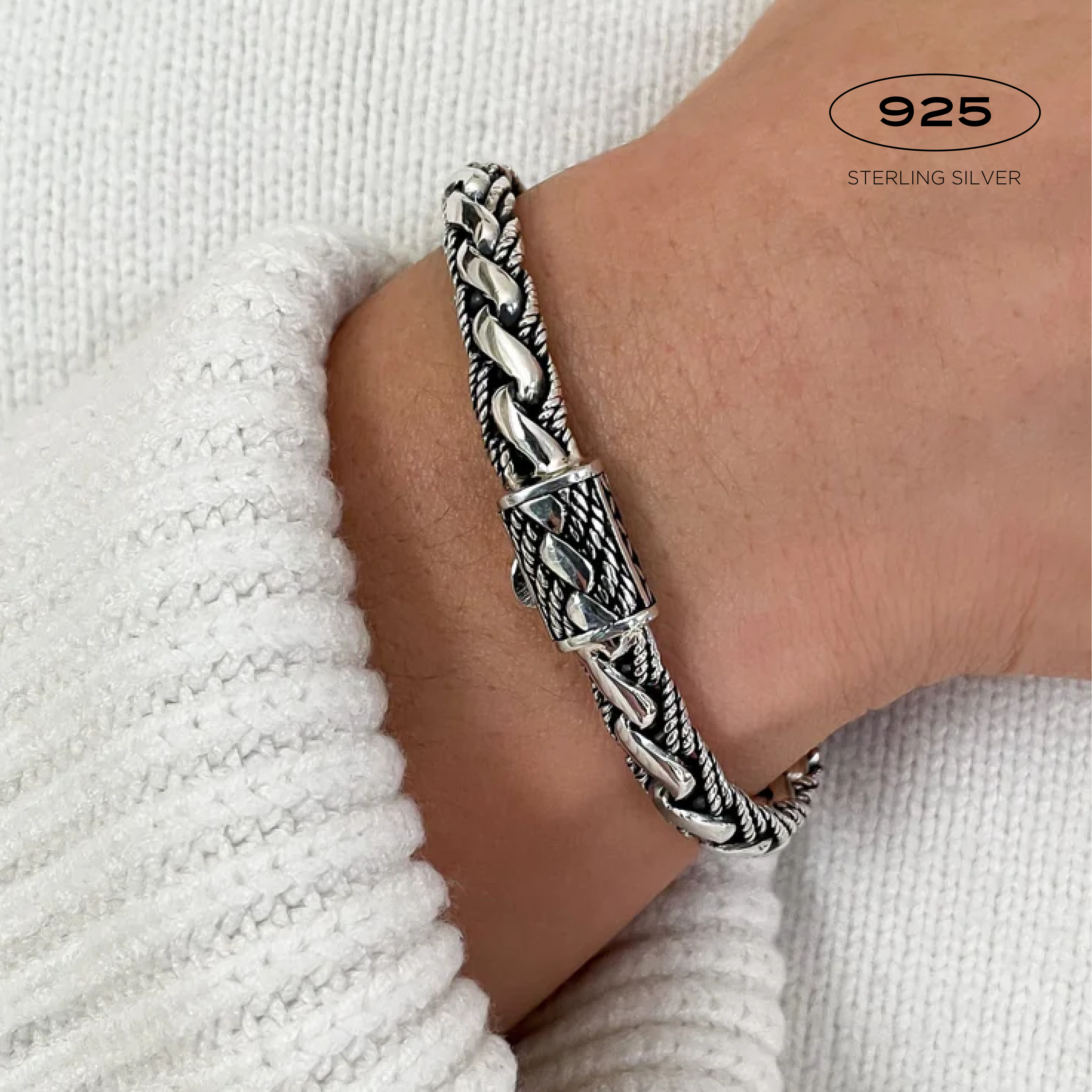 Hybrid Sterling Silver Bracelet 6mm. 6.5in- Ryan Christian