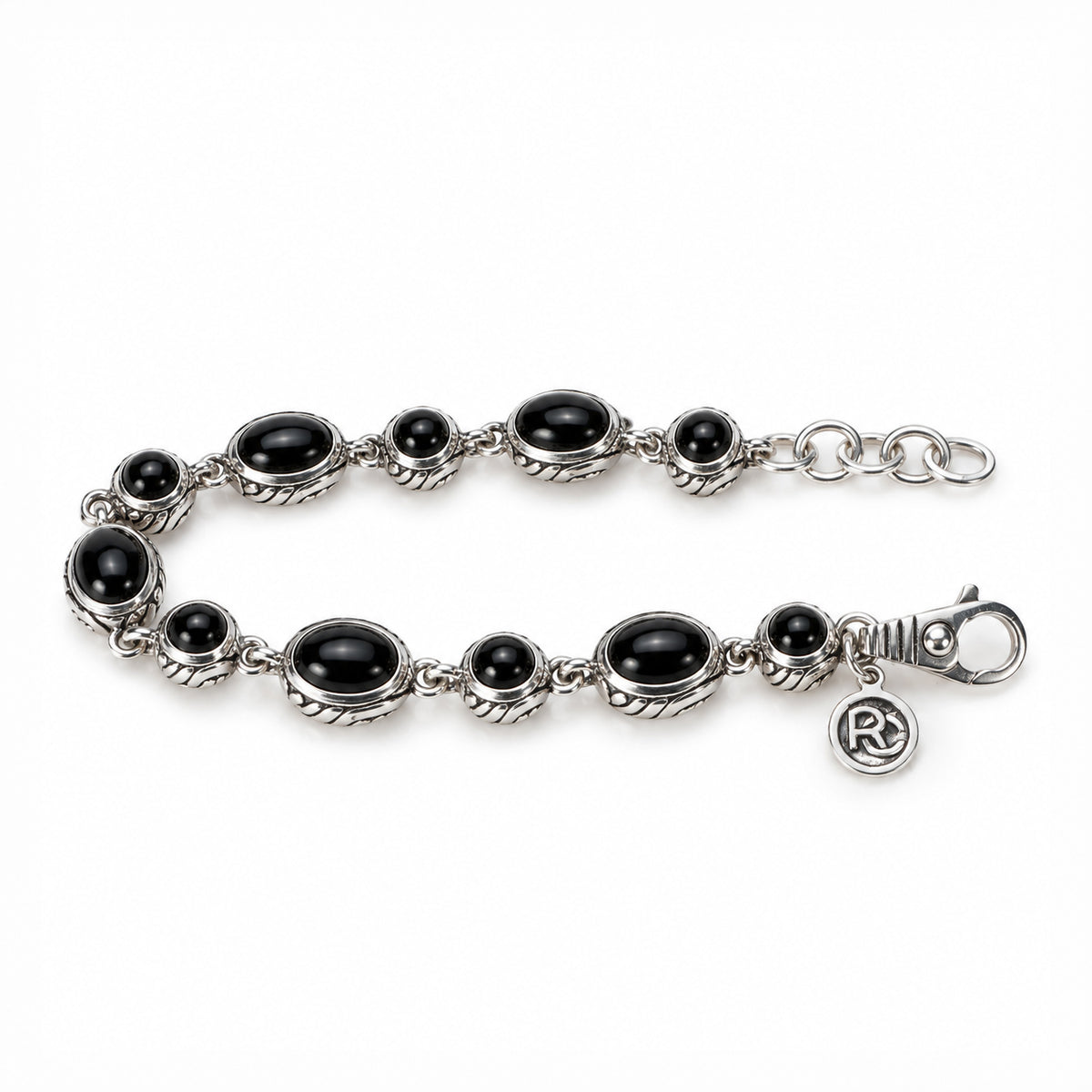 Kin Onyx Bracelet, laid flat with extender chain - Ryan Christian