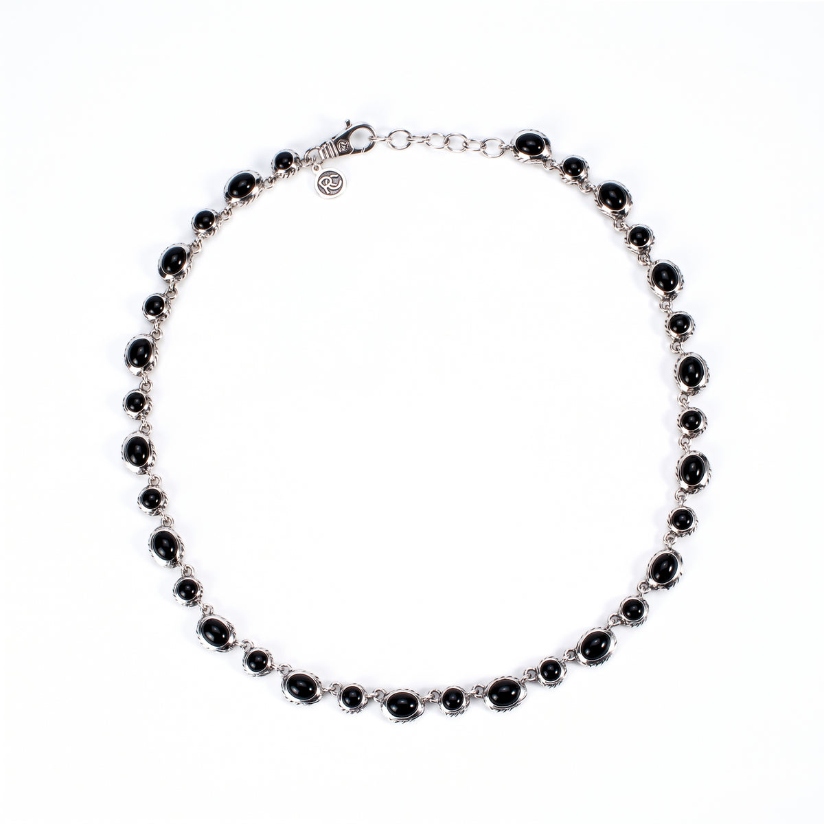 Kin Onyx Necklace, full loop from above with clasp and extender - Ryan Christian