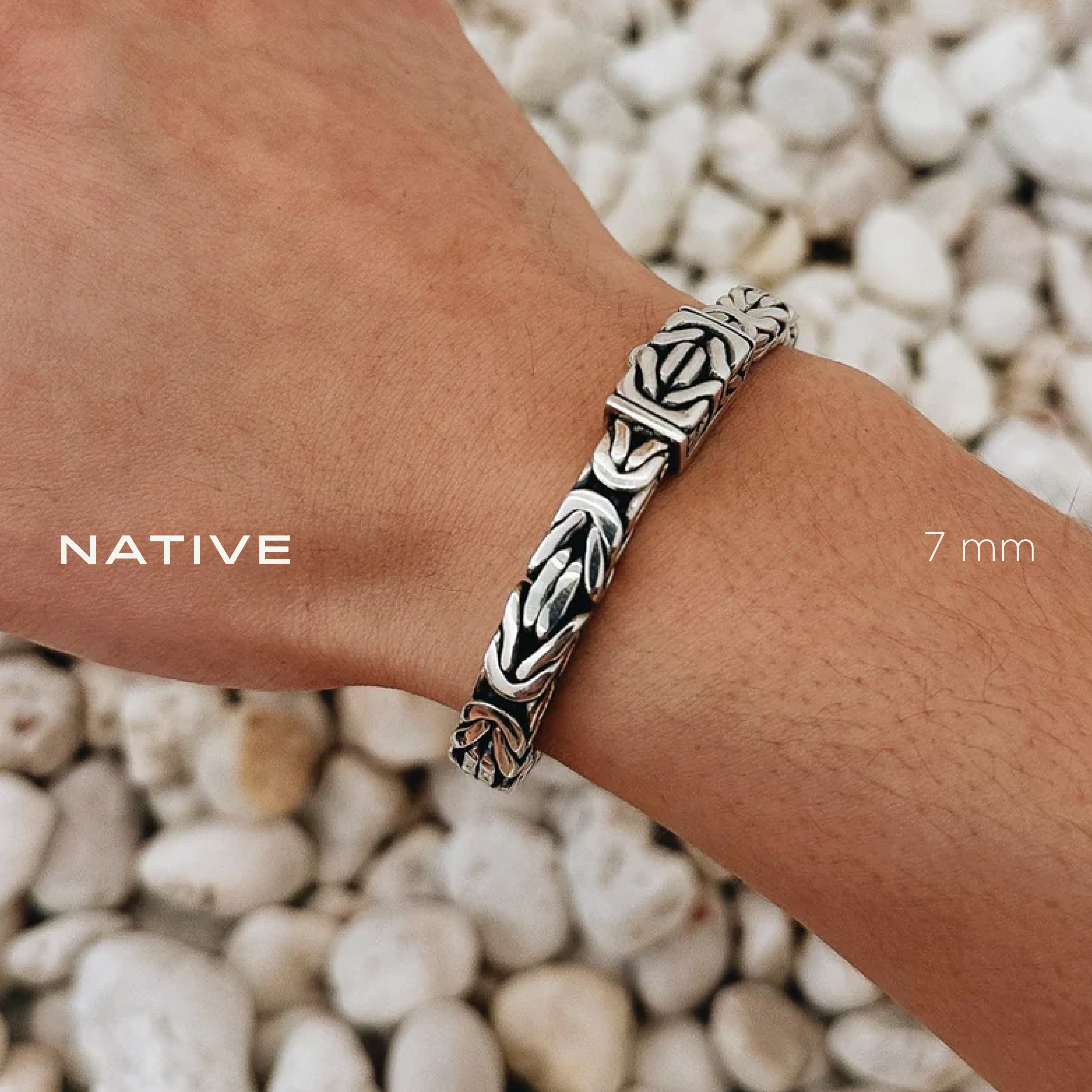 Native Byzantine Sterling Silver Bracelet 7mm. 8in- Ryan Christian