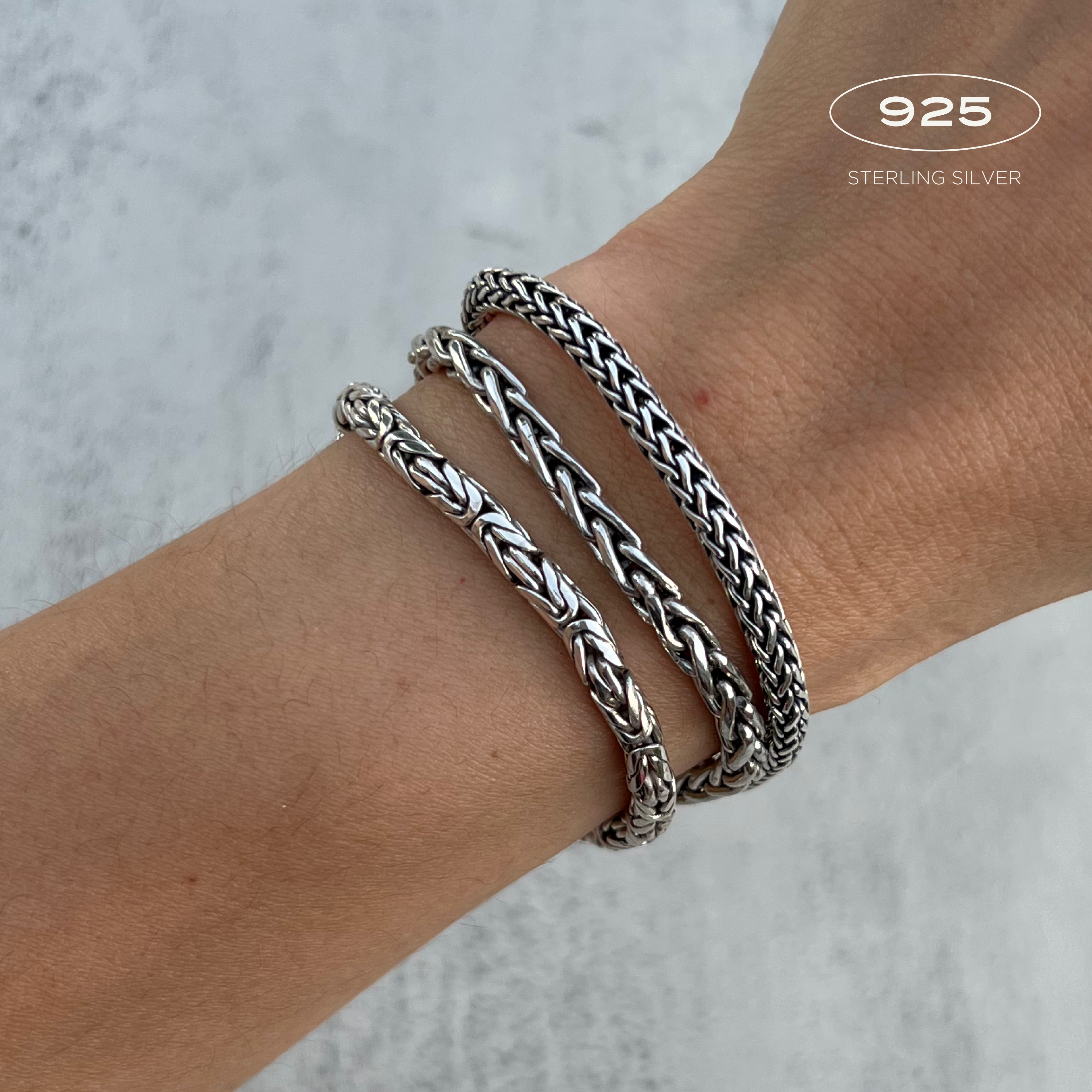 Wheat Sterling Silver Bracelet 4mm. 7.5 in- Ryan Christian