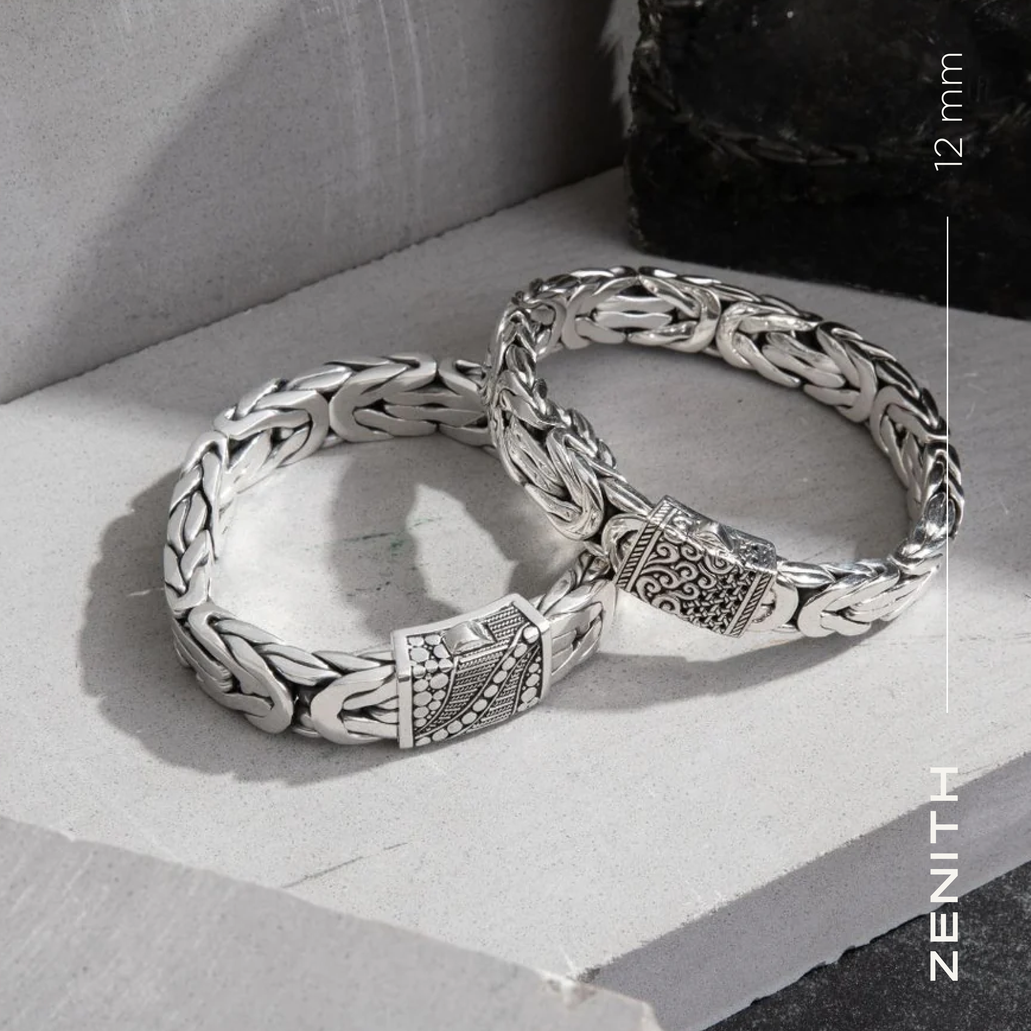 Zenith Byzantine Sterling Silver Bracelet 12mm. 8in- Ryan Christian