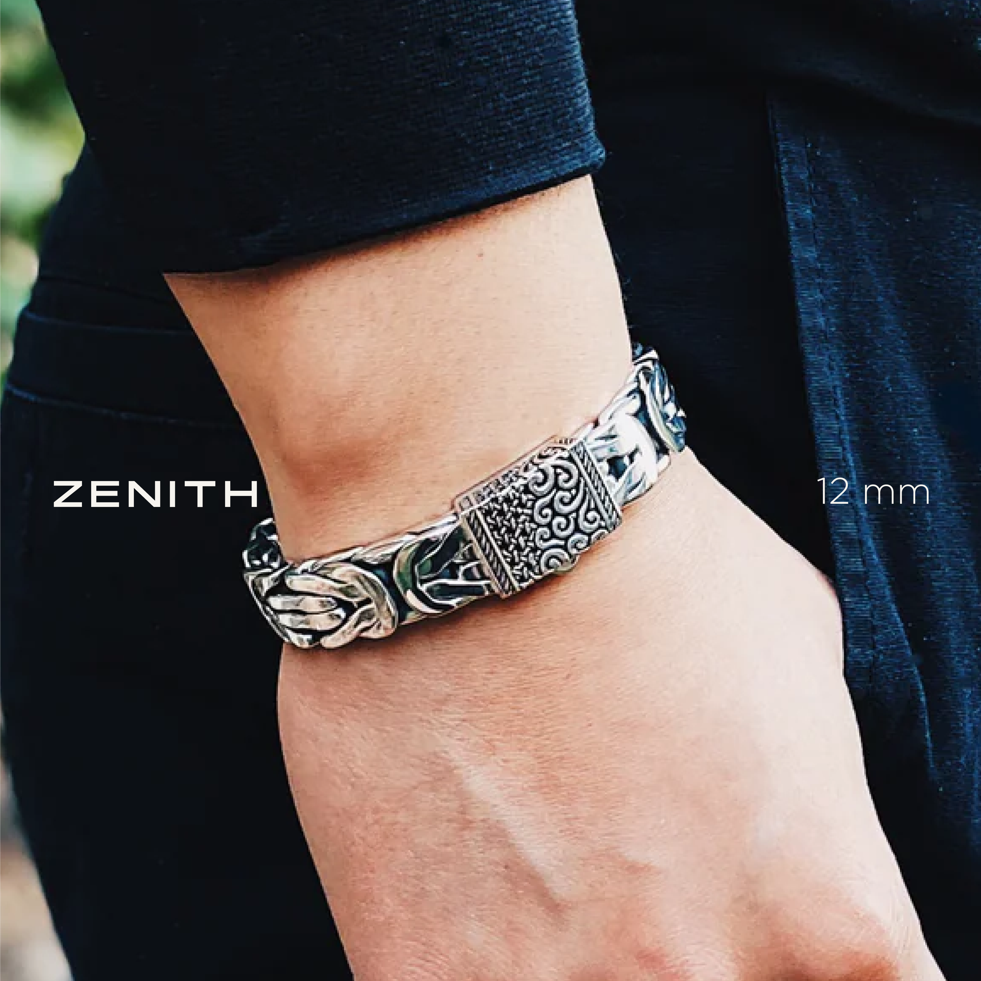 Zenith Byzantine Sterling Silver Bracelet 12mm. 8.5in- Ryan Christian