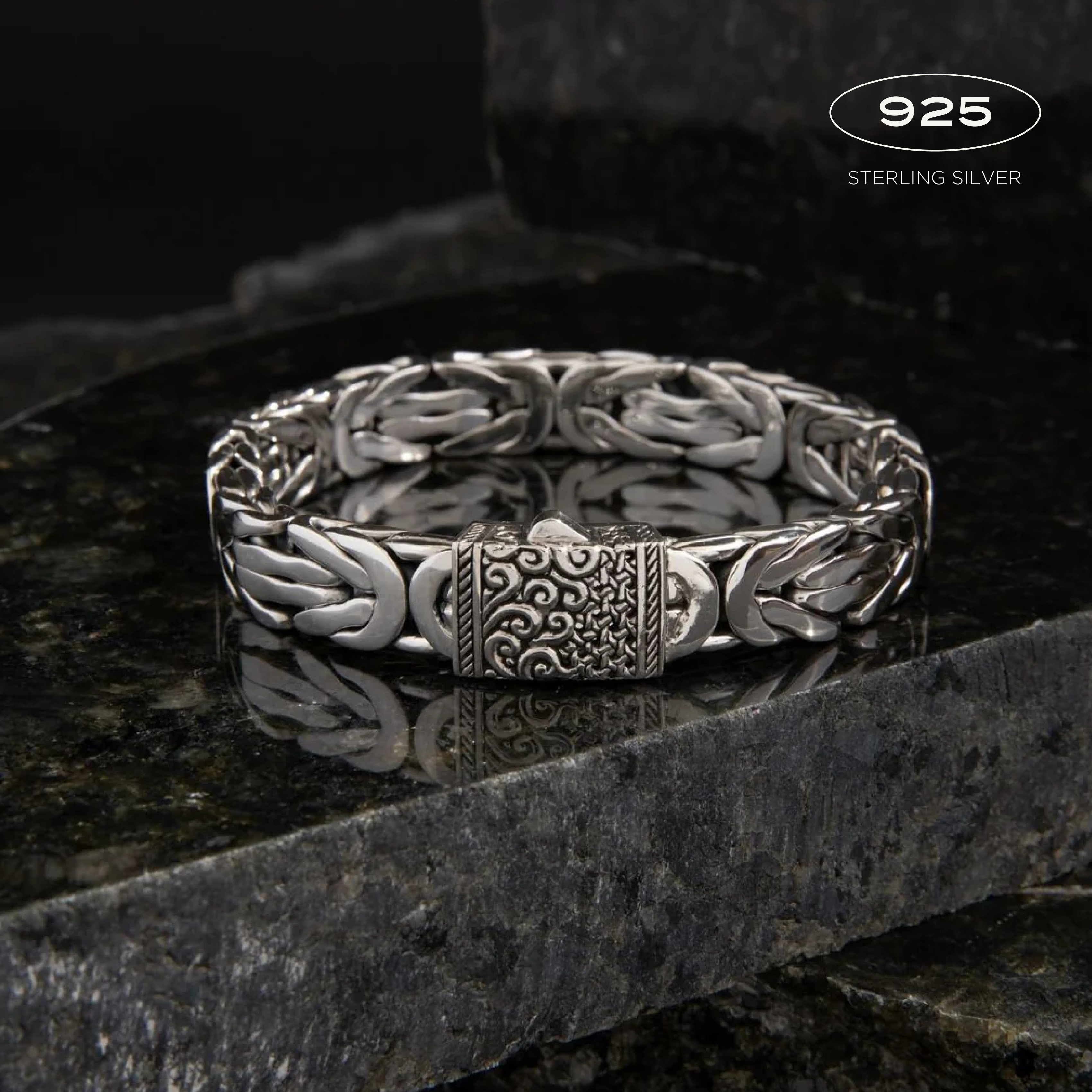 Zenith Byzantine Sterling Silver Bracelet 12mm. 7.5in- Ryan Christian
