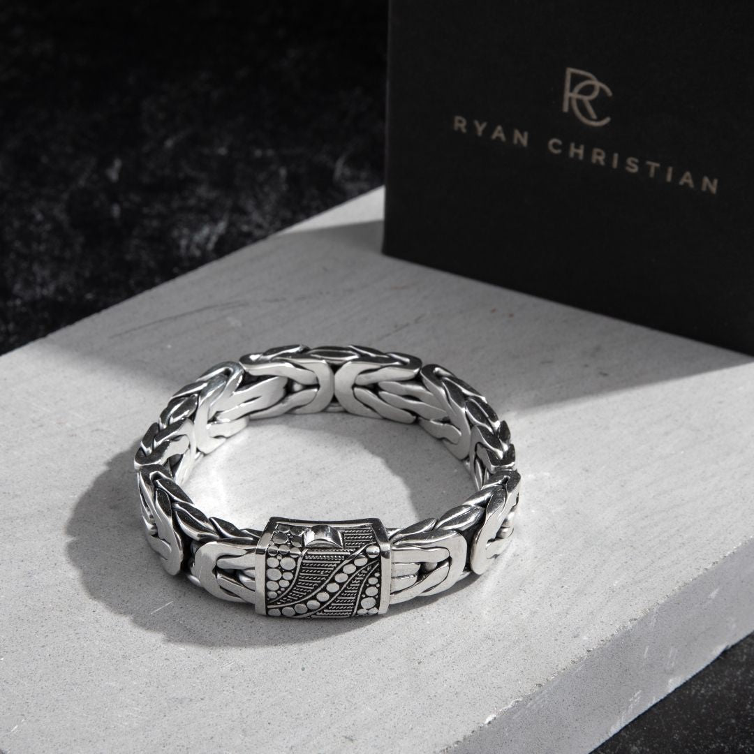 Capital Byzantine Sterling Silver Bracelet 14mm 8.5in- Ryan Christian