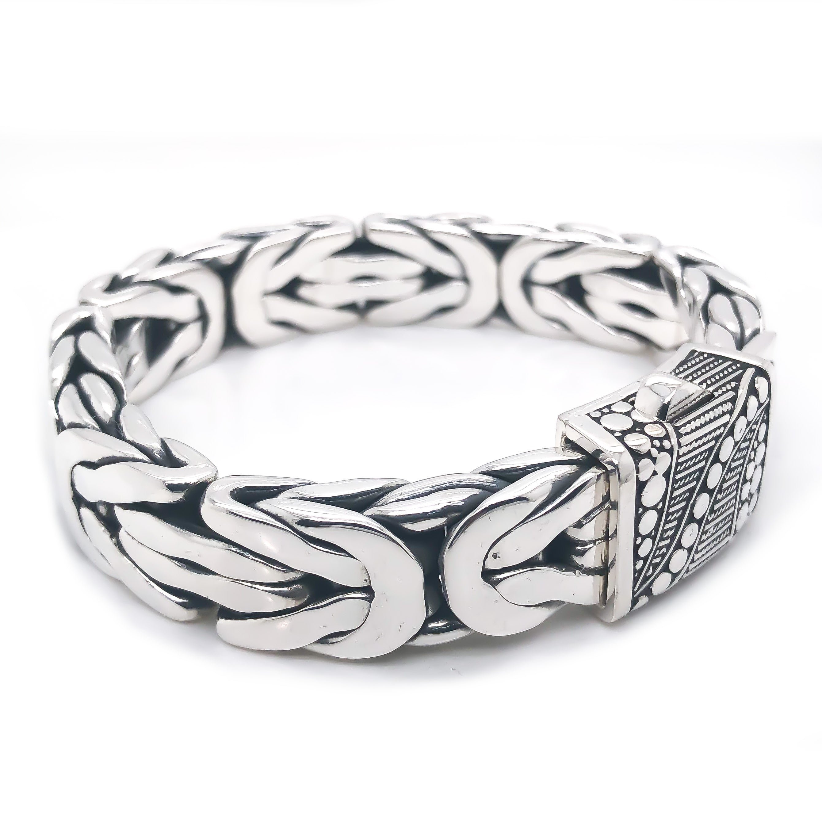 Capital Byzantine Sterling Silver Men's Bracelet 14mm 8.5in- Ryan Christian