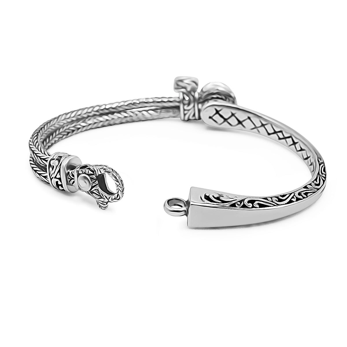 Altessa Gemstone Bracelet, engraved cuff and lobster clasp - Ryan Christian