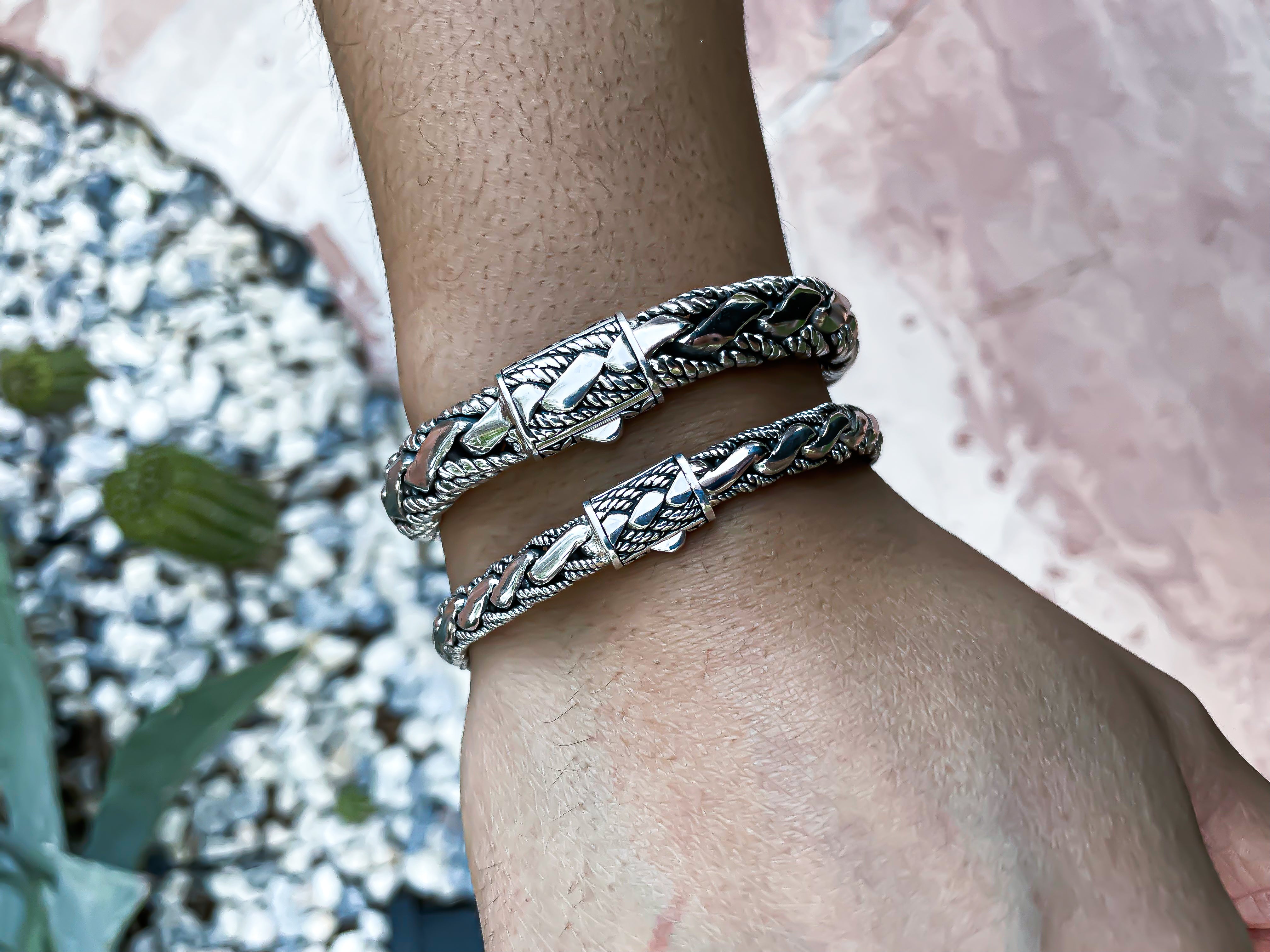 Hybrid  Sterling Silver Bracelet 10mm. 8.5in- Ryan Christian