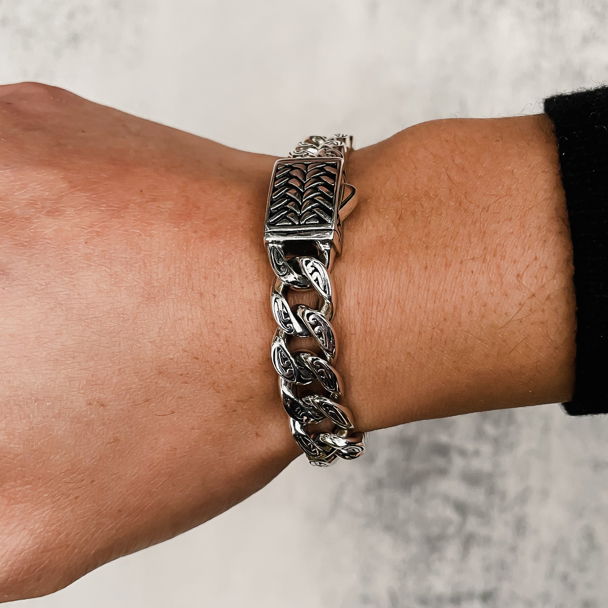 Sari Cuban Link Sterling Silver Bracelet 11mm. 8.5 in - Ryan Christian