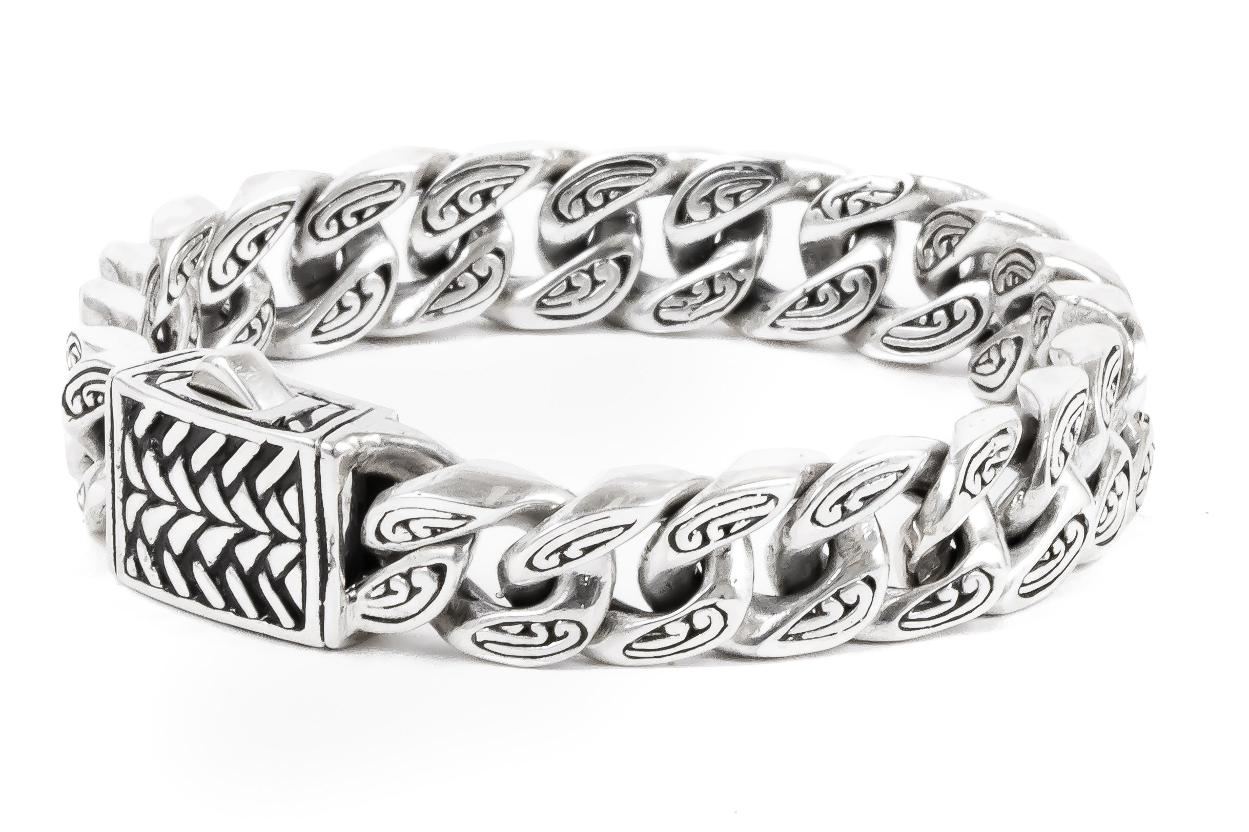 Sari Cuban Link Sterling Silver Bracelet 11mm. - Ryan Christian