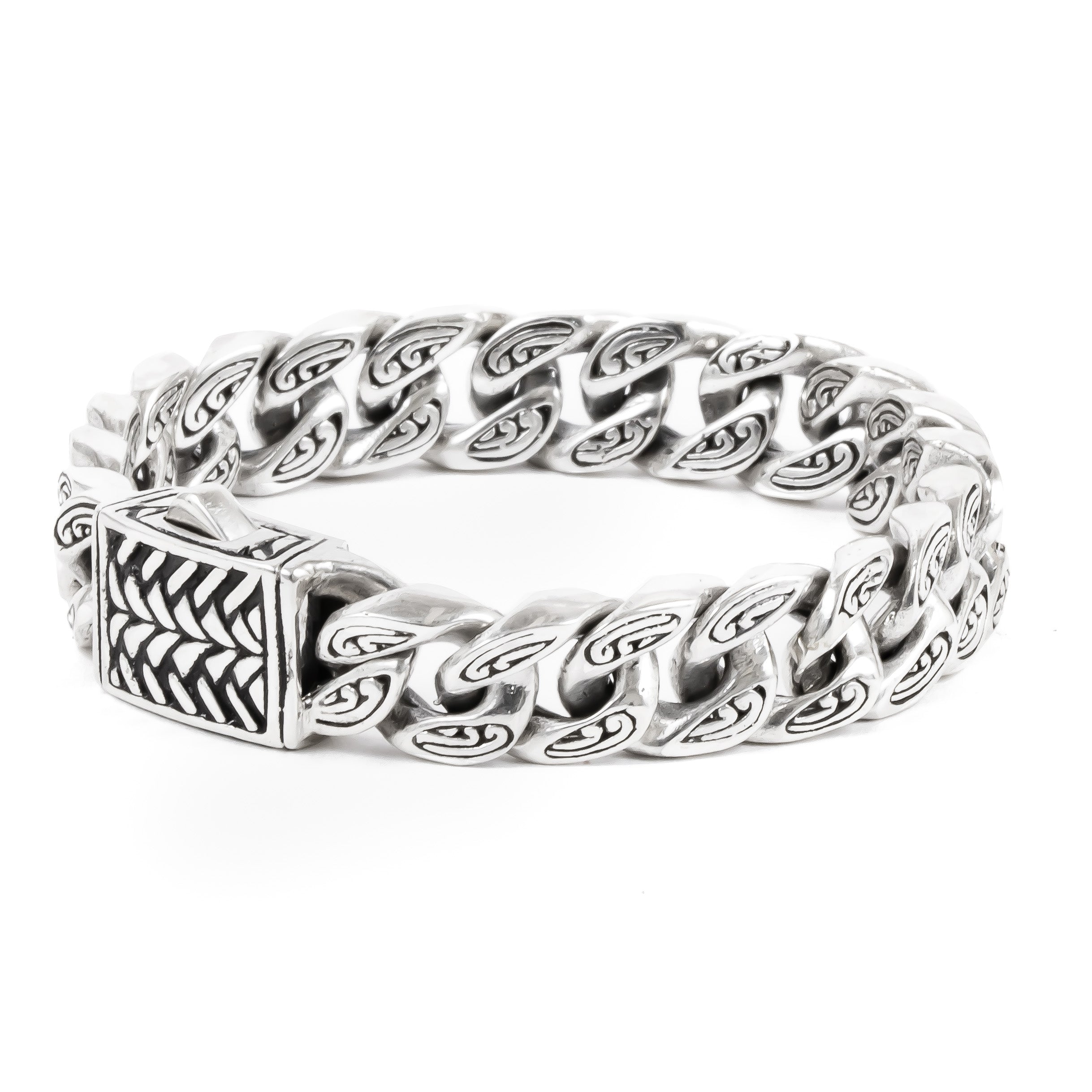 Sari Cuban Link Sterling Silver Bracelet 11mm. - Ryan Christian