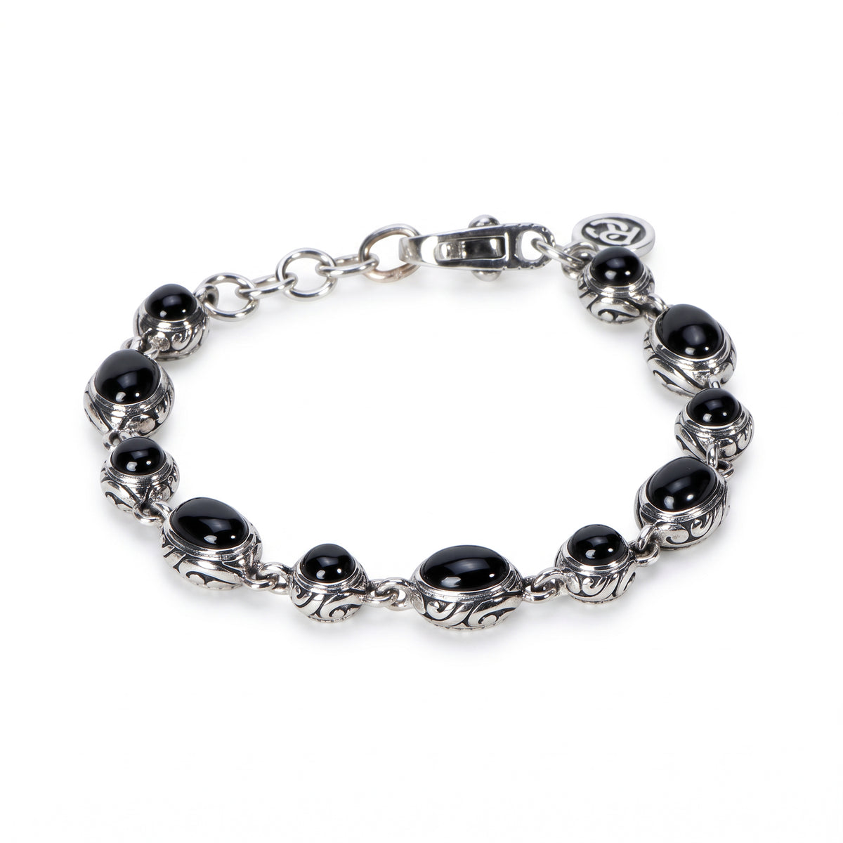 Kin Onyx Bracelet, hand-cut black onyx in sterling silver - Ryan Christian