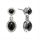 Kin Onyx Earrings, profile showing the pattern hand carved on the side of each setting and the post - Ryan Christian