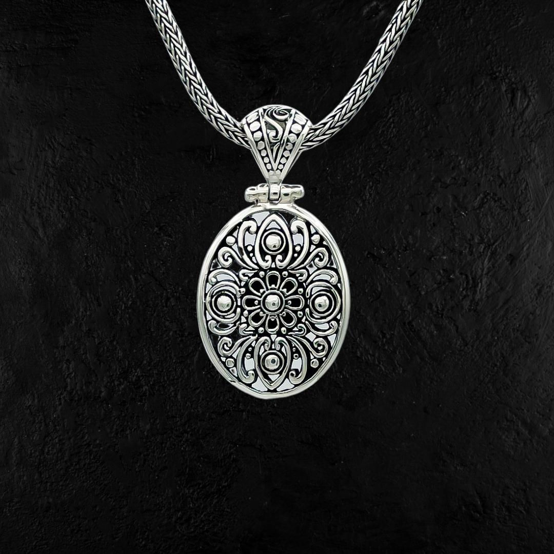 "Lotus" Oval Sterling Silver Pendant - Ryan Christian