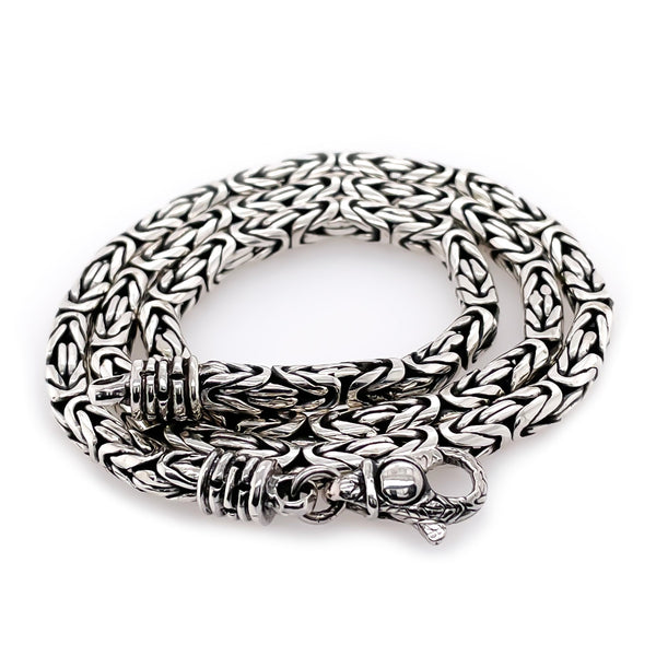925 Byzantine Sterling Silver Solid Chain Necklace Diamond Cut High Po –  Daniel J