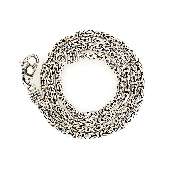 2.5mm 925 Byzantine Sterling Silver Solid Chain Necklace Diamond Cut H –  Daniel Jeweler